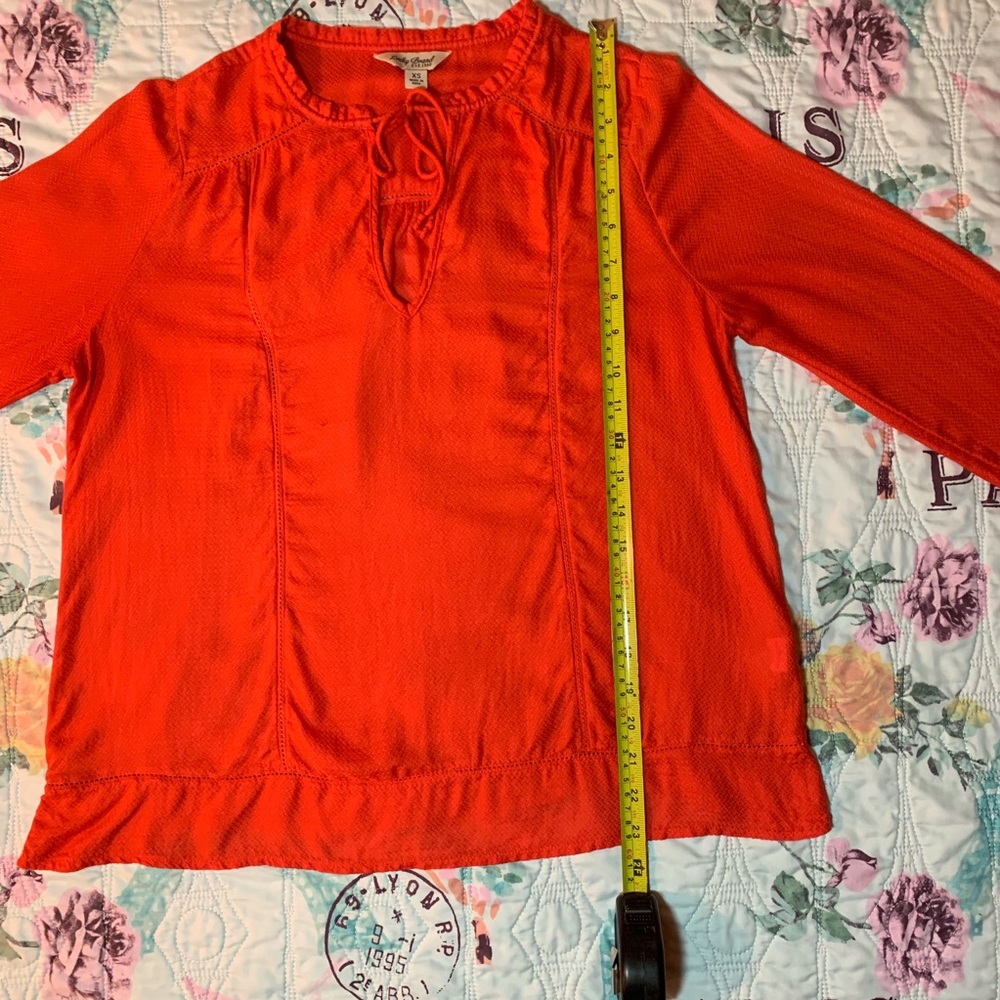 Lucky Brand Boho Tie Neck Knit Peasant Blouse - Picture 4 of 8